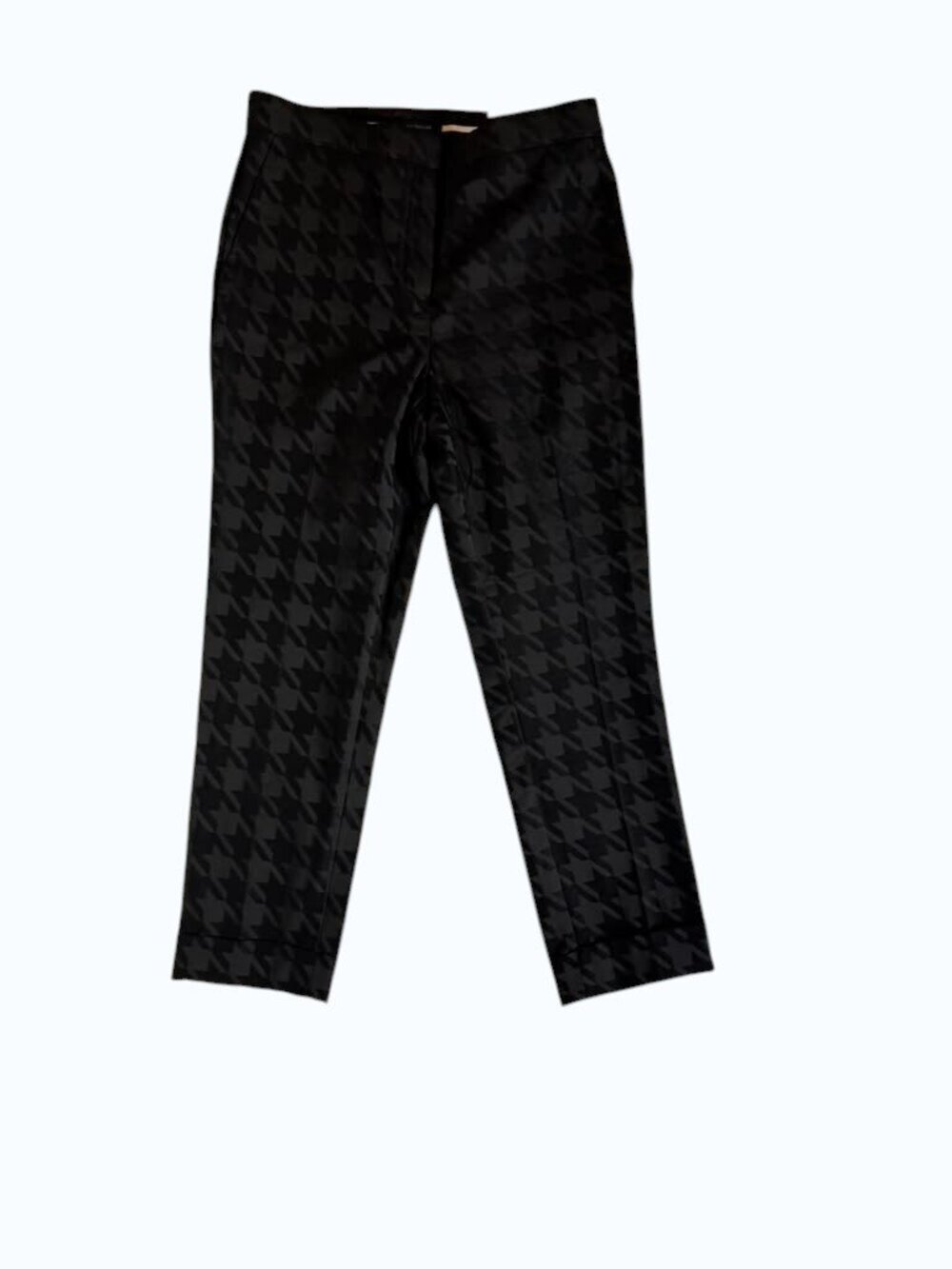 Ann Taylor Women's Houndstooth Ankle Pants Size 8 NWT Black Career Stretch.